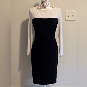 Lauren Ralph Lauren 2-Tone Dress Black & Off White Size 8 Vintage